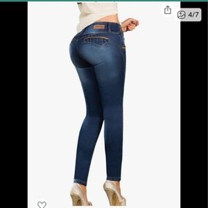 Aranza Butt Lifting Skinny Jeans, Sz 9, Embroidered, Strechy, 30" Inseam